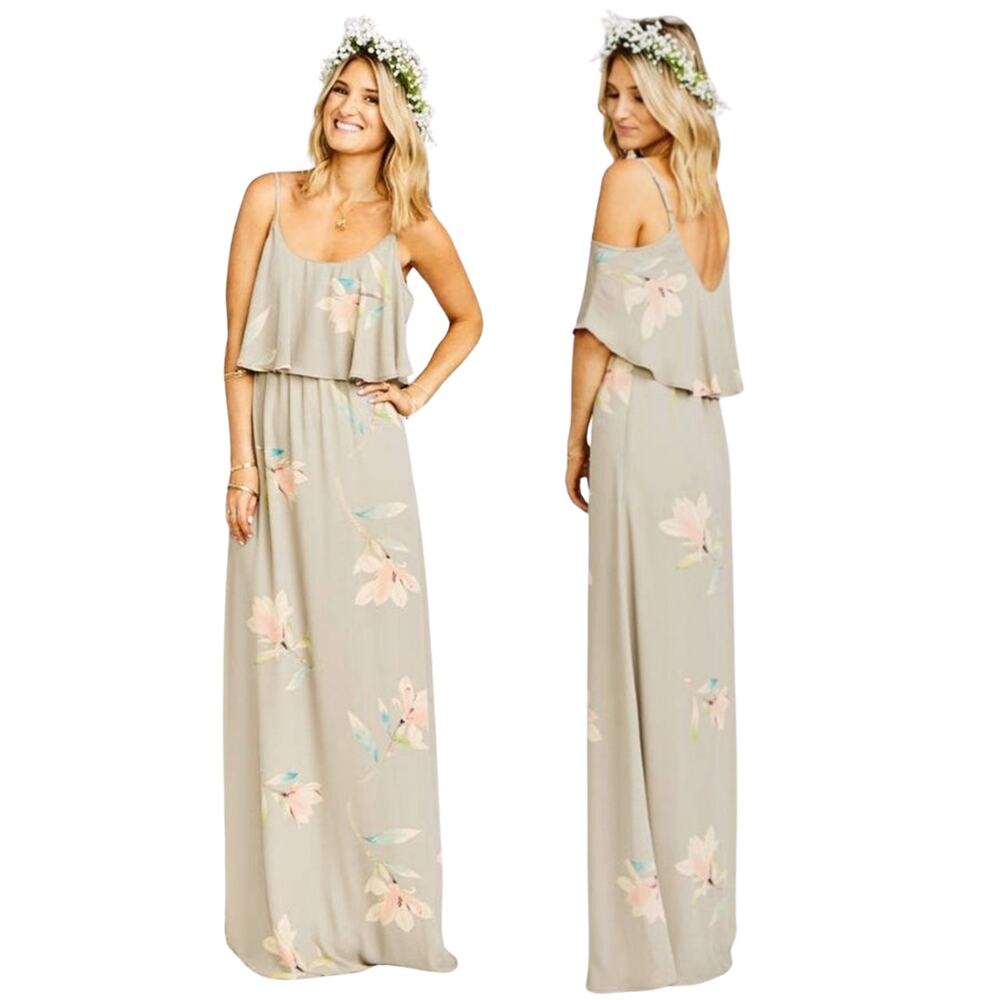 Show Me Your Mumu Caitlin Ruffle Maxi Dress Party Formal Cocktail Bridesmaid 2XS